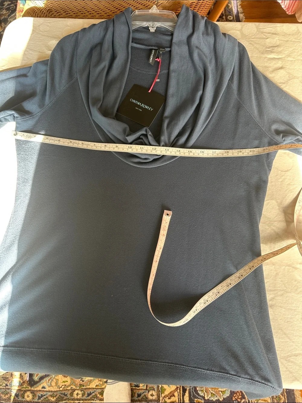 Cynthia Rowley Deep Blue Draped Cowl Neck Sweater, XL, NWT